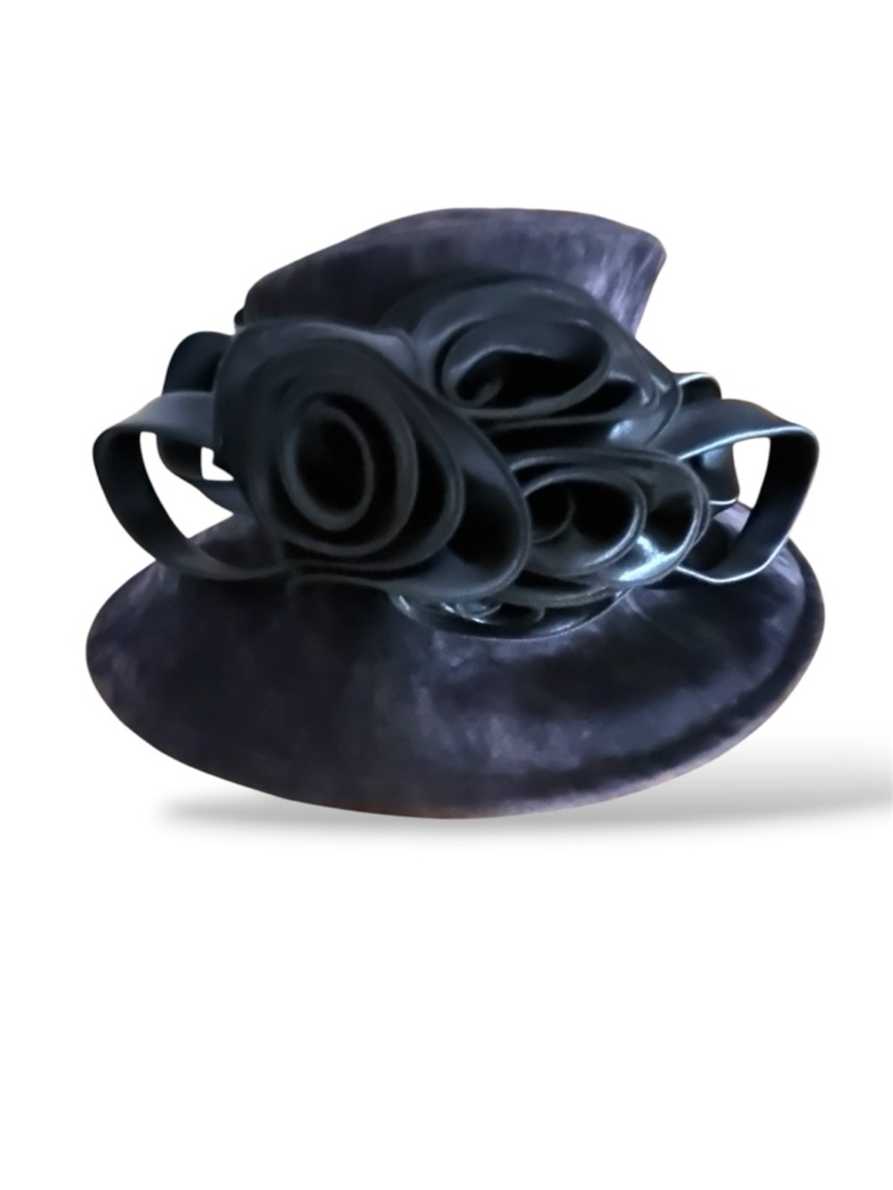 1880's Downton Abbey British Navy-Blue Velvet & Satin Hi-Tea - Gala - Derby Hat